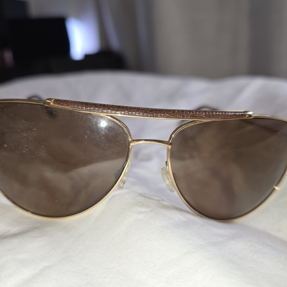 Barton Perreira Gold Tone Aviator Sunglasses with Brown Lenses - Picture 3 of 10